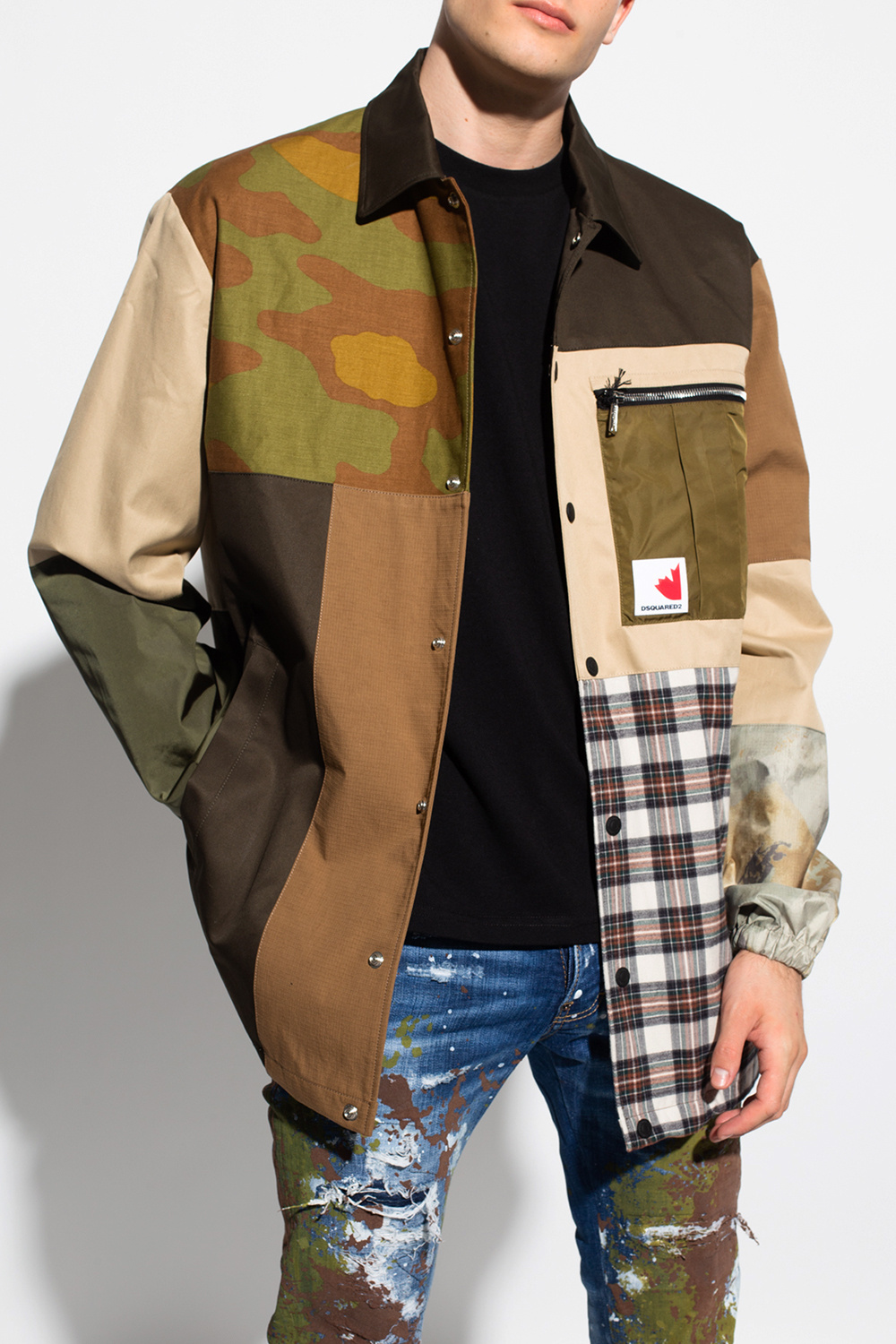 Patched coat on sale